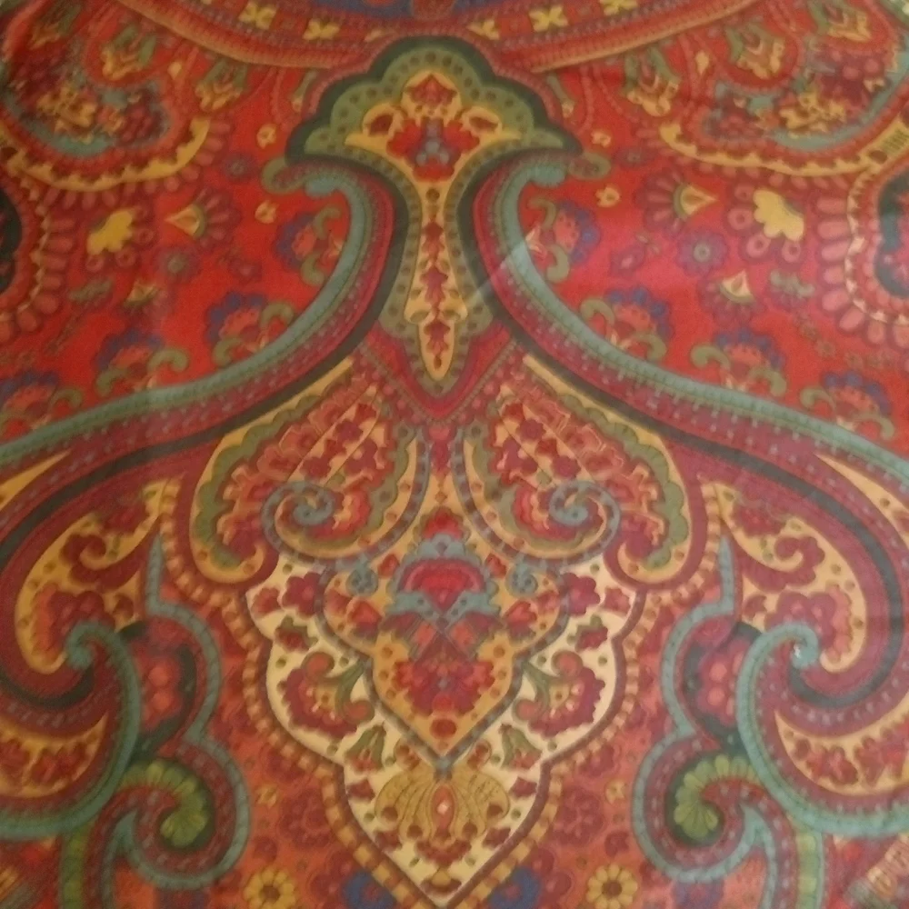 Pottery Barn Mira Rich Red Paisley Full/Queen Duvet + 2 Euro Shams